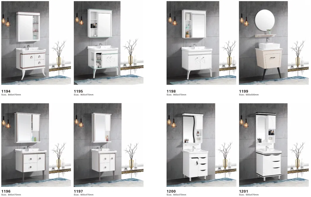 Factory Customizable Floor Standing Cheap Single Modern Bathroom Vanity Cabinet with LED Mirror