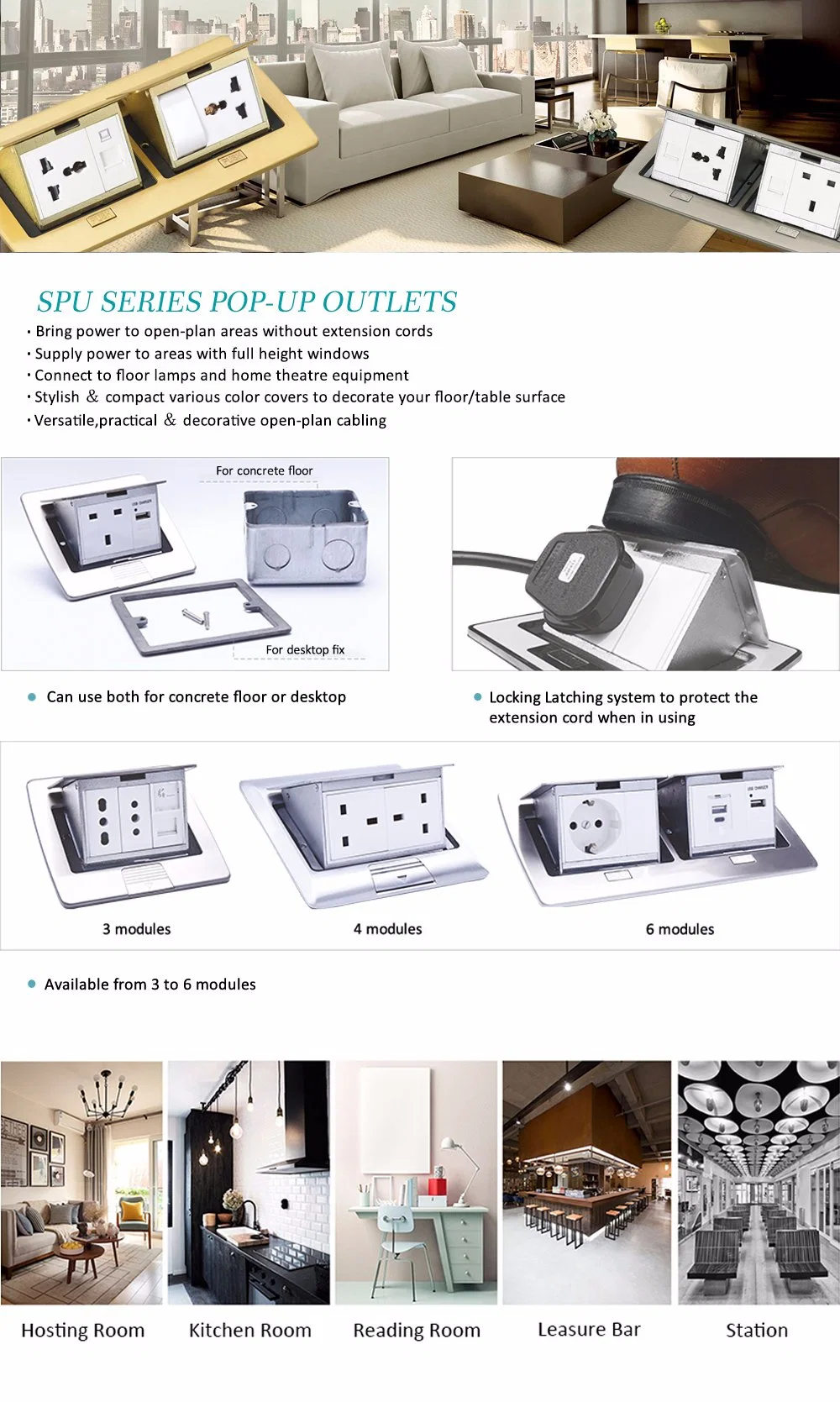 Vertical Pop-up Duplex Floor Outlet