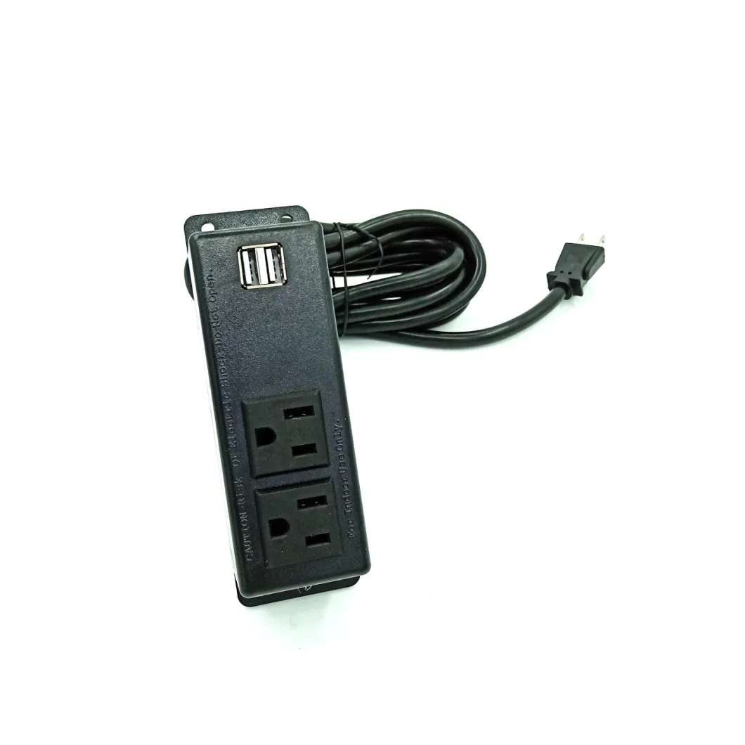 Bayu Us America/Canada/Mexico Good Quality Popular Desk Power Strips Us Dual 2 Way Power Outlets with USB Charger & Cap