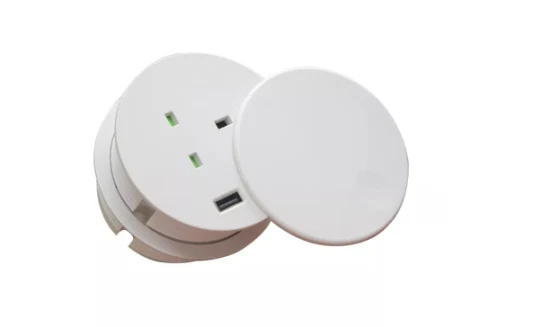 Nouveau 80mm Mini Smart rond ue/états-unis/royaume-uni rond œillet bureau prise de courant avec USB a + USB