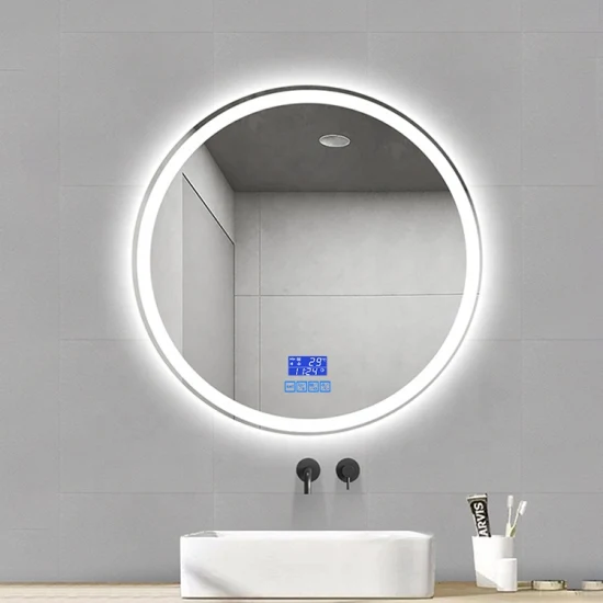 Miroir de salle de bain avec lumière LED, miroir mural rond, décoration de luxe